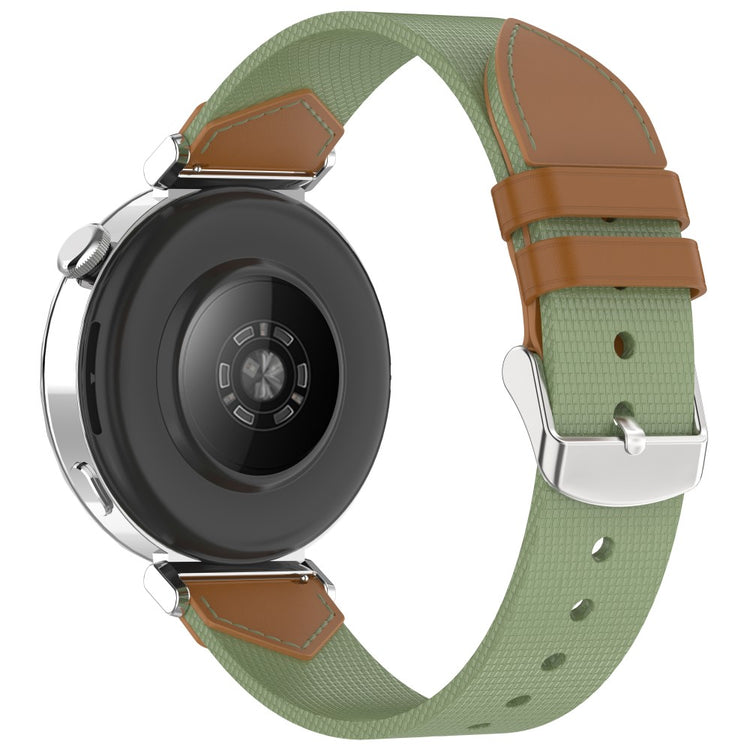 Watch Strap Huawei Watch GT 5 Pro 42mm / GT 5 41mm / GT 4 41mm Universal 18mm Nylon Leather Wrist Band - Green+Brown#serie_2