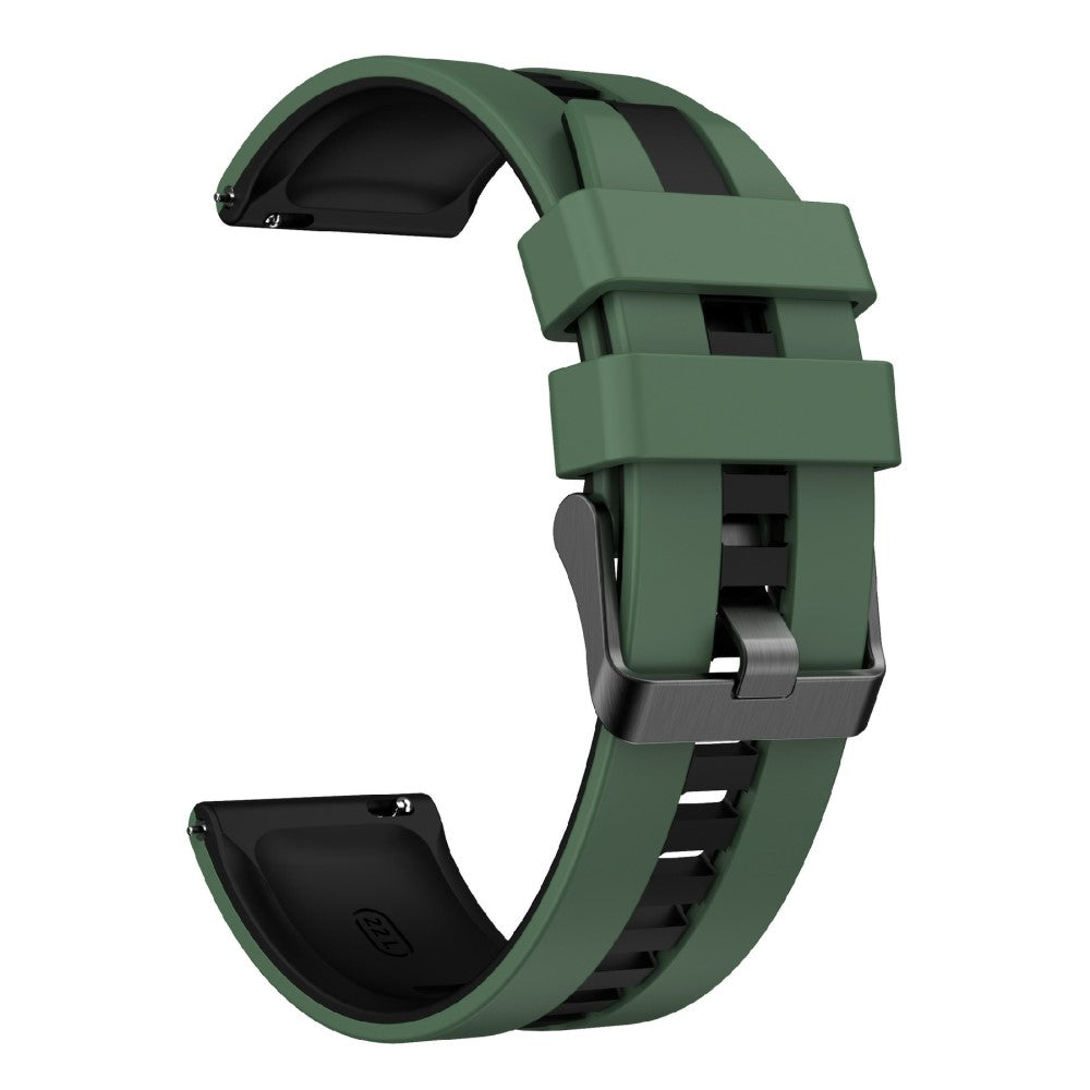 KALEBOL 22mm Dual Color Silicone Strap Samsung Galaxy Watch3 45mm / Huawei Watch GT 5 46mm / GT 5 Pro 46mm Watch Band - Olive Green+Black#serie_7