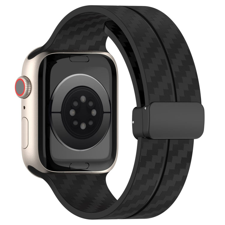 KALEBOL Magnetic Silicone Strap Apple Watch Series 41mm - 40mm - 38mm Carbon Fiber Texture Watch Band - Black#serie_2