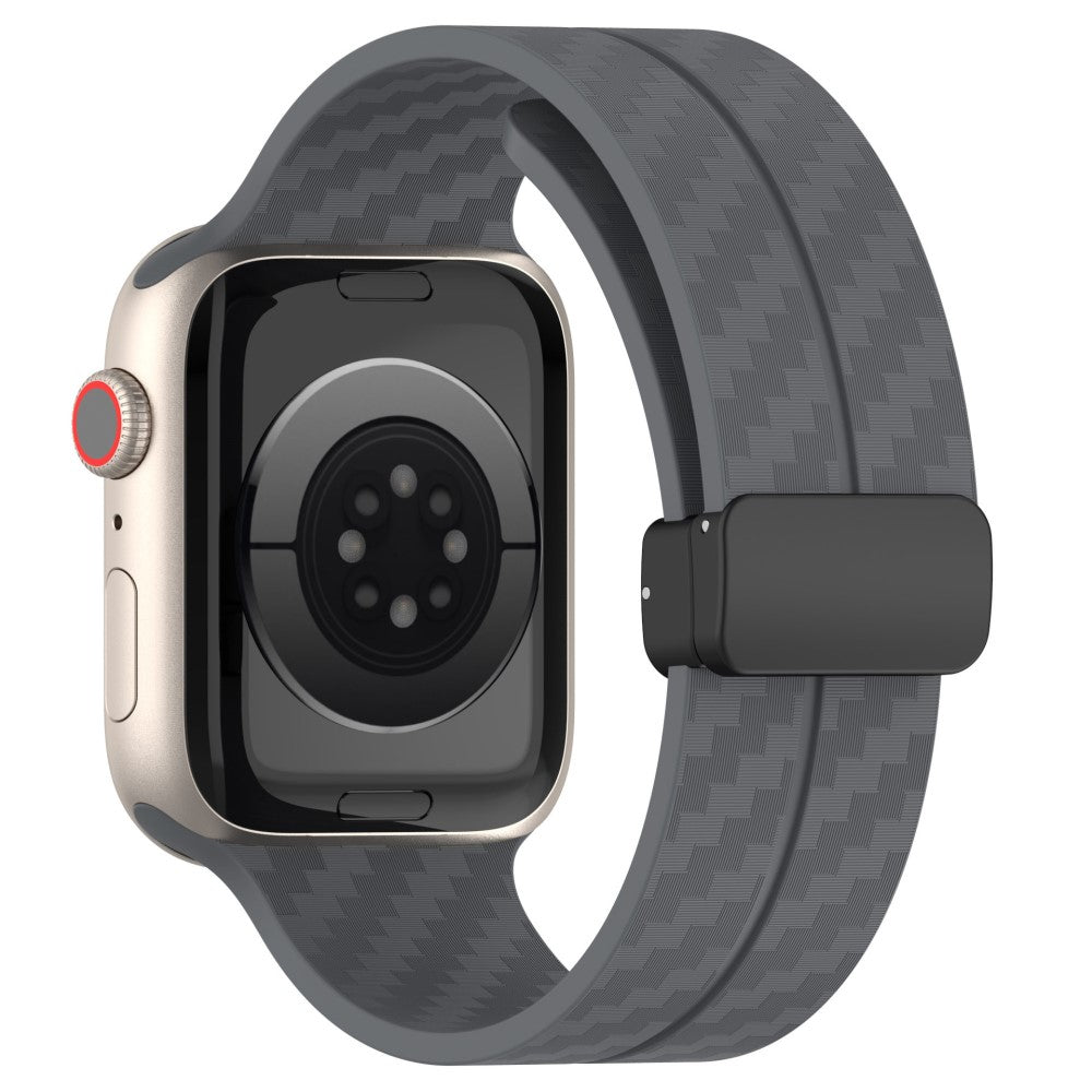 KALEBOL Magnetic Silicone Strap Apple Watch Series 41mm - 40mm - 38mm Carbon Fiber Texture Watch Band - Grey#serie_4