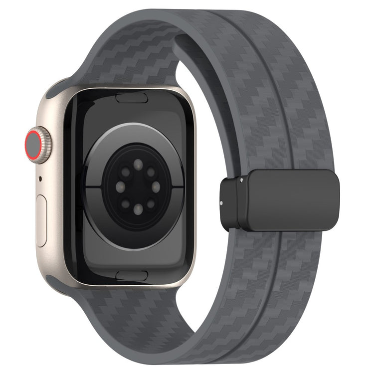 KALEBOL Magnetic Silicone Strap Apple Watch Series 41mm - 40mm - 38mm Carbon Fiber Texture Watch Band - Grey#serie_4