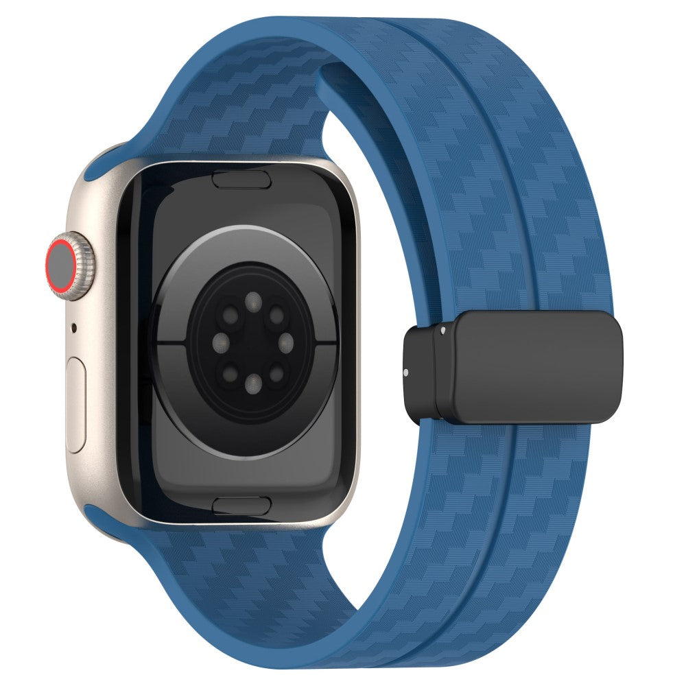 KALEBOL Magnetic Silicone Strap Apple Watch Series 41mm - 40mm - 38mm Carbon Fiber Texture Watch Band - Blue#serie_5