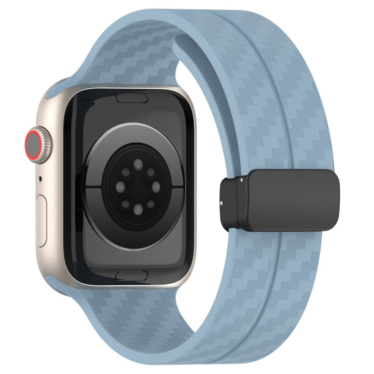 KALEBOL Magnetic Silicone Strap Apple Watch Series 41mm - 40mm - 38mm Carbon Fiber Texture Watch Band - Sky Blue#serie_8