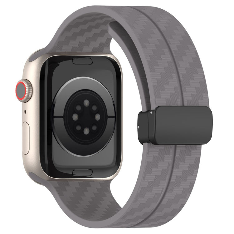 KALEBOL Magnetic Silicone Strap Apple Watch Series 41mm - 40mm - 38mm Carbon Fiber Texture Watch Band - Titanium Grey#serie_10