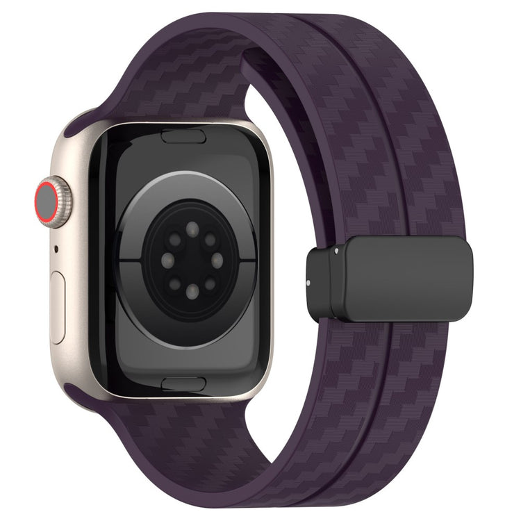 KALEBOL Magnetic Silicone Strap Apple Watch Series 41mm - 40mm - 38mm Carbon Fiber Texture Watch Band - Purple#serie_11
