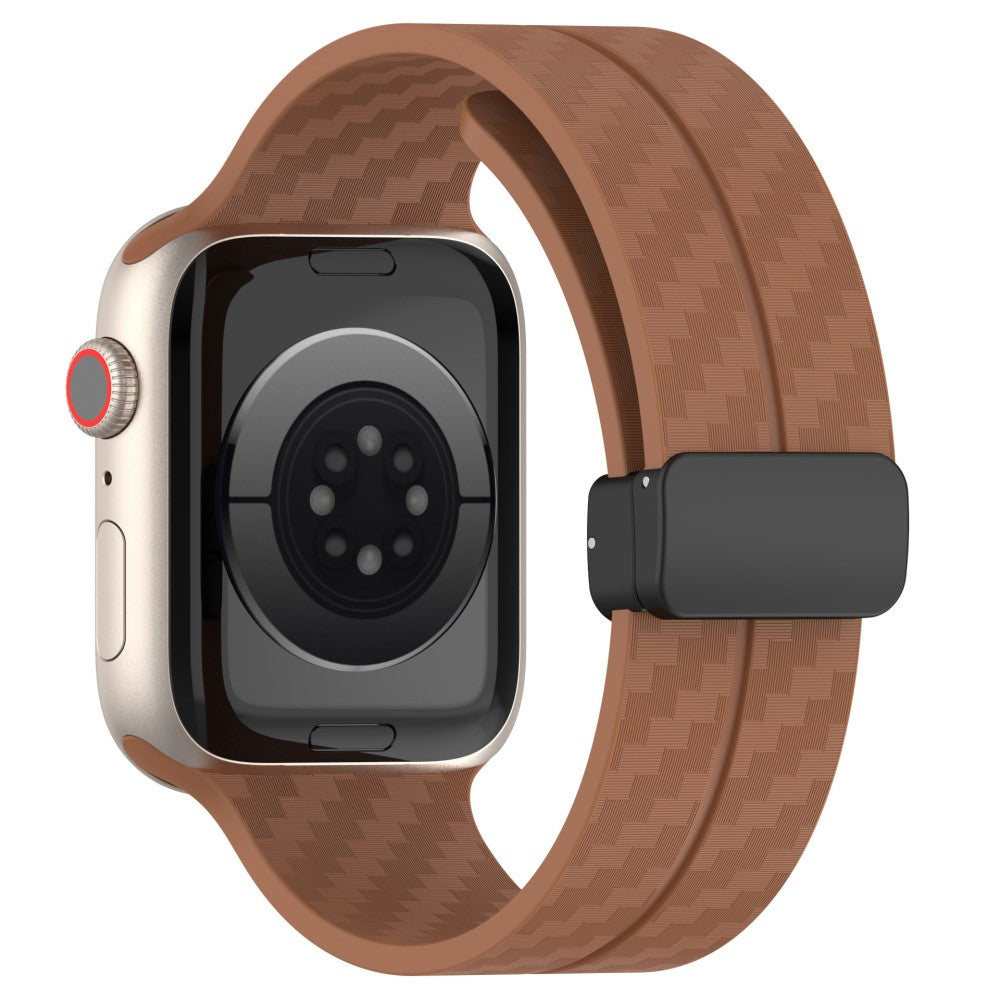 KALEBOL Magnetic Silicone Strap Apple Watch Series 41mm - 40mm - 38mm Carbon Fiber Texture Watch Band - Brown#serie_12