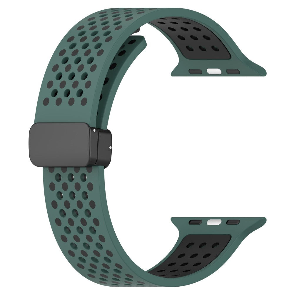 KALEBOL Magnetic Silicone Strap Apple Watch Series 41mm - 40mm - 38mm Dual Color Watch Band - Olive Green+Black#serie_4