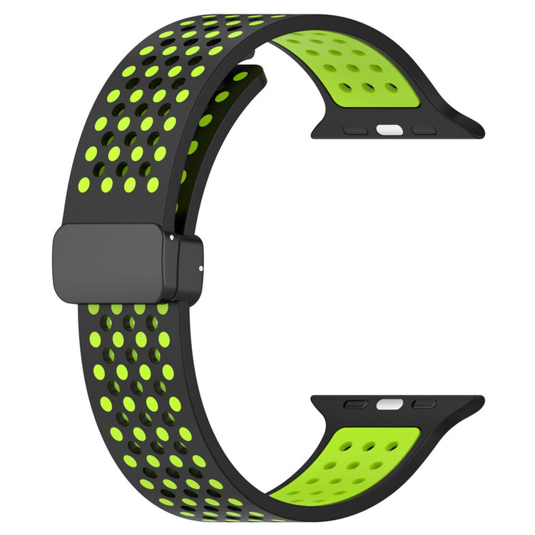 KALEBOL Magnetic Silicone Strap Apple Watch Series 41mm - 40mm - 38mm Dual Color Watch Band - Black+Lime#serie_6
