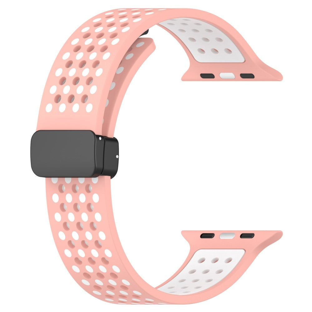 KALEBOL Magnetic Silicone Strap Apple Watch Series 41mm - 40mm - 38mm Dual Color Watch Band - Pink+White#serie_7