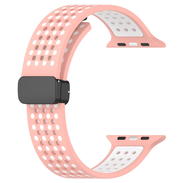 KALEBOL Magnetic Silicone Strap Apple Watch Series 41mm - 40mm - 38mm Dual Color Watch Band - Pink+White#serie_7