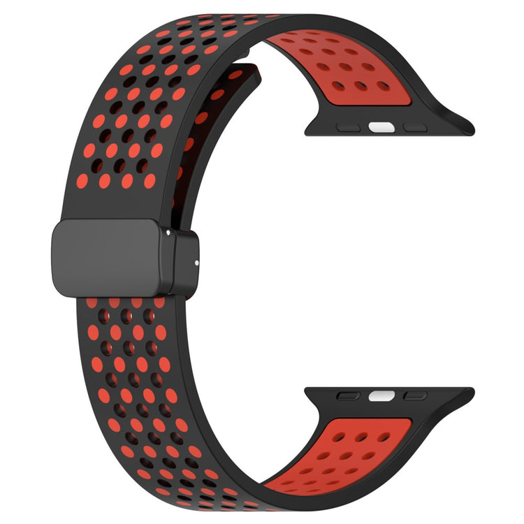 KALEBOL Magnetic Silicone Strap Apple Watch Series 41mm - 40mm - 38mm Dual Color Watch Band - Black+Red#serie_9