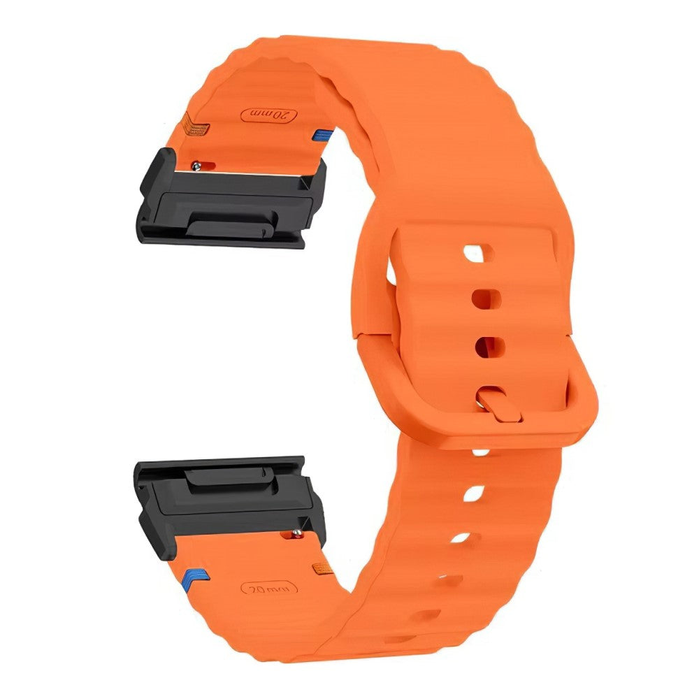 Garmin Fenix 8 47mm 22mm Quick Release Wavy Texture Silicone Watch Strap with Black Connector - Orange#serie_1