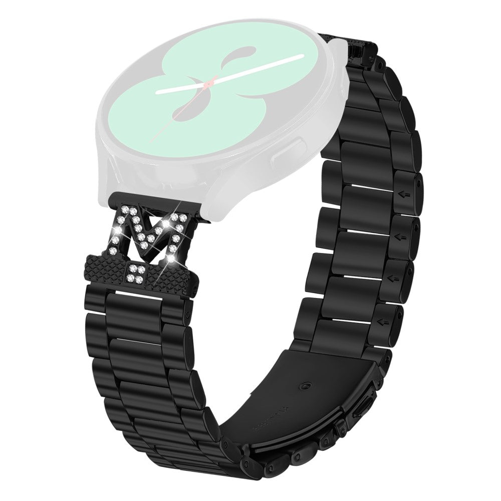 Garmin Forerunner 245 Music Strap M-Type Rhinestones Decor Stainless Steel 3-Bead Watch Band - Black#serie_1