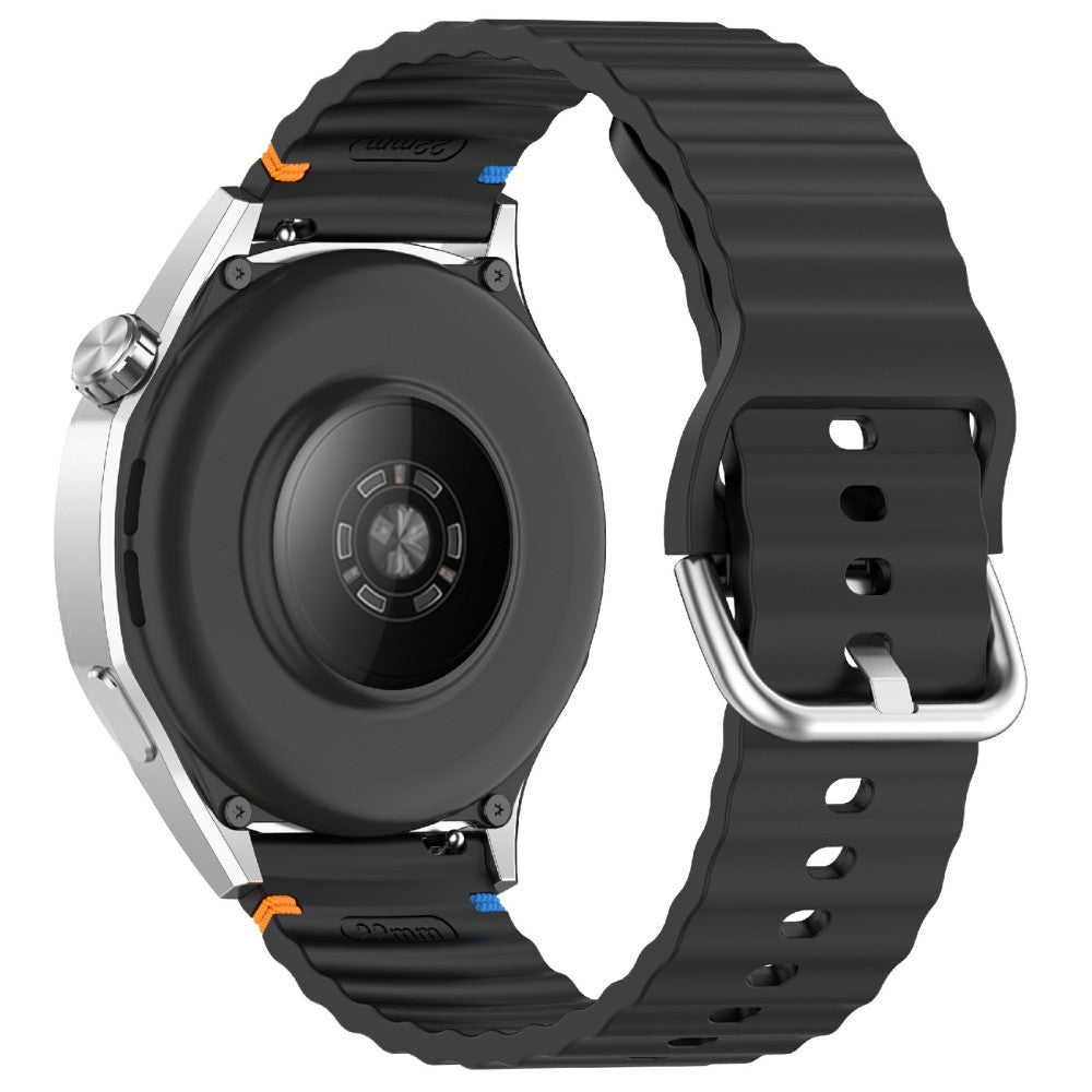 20mm Silicone Watch Band Stitch Line Wave Design Wrist Strap Huawei / Samsung / Garmin Smartwatches - Black#serie_1