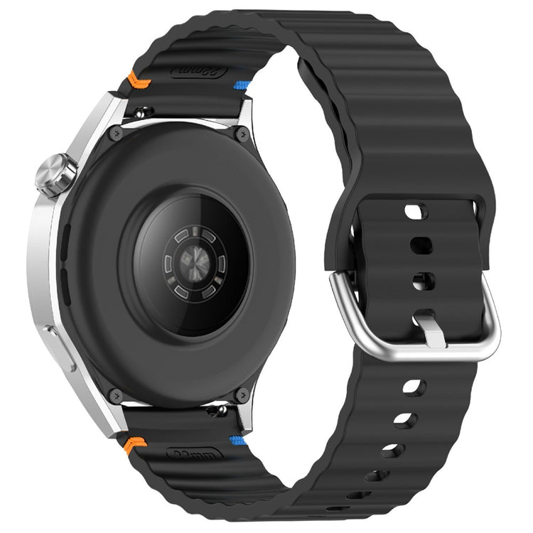 20mm Silicone Watch Band Stitch Line Wave Design Wrist Strap Huawei / Samsung / Garmin Smartwatches - Black#serie_1