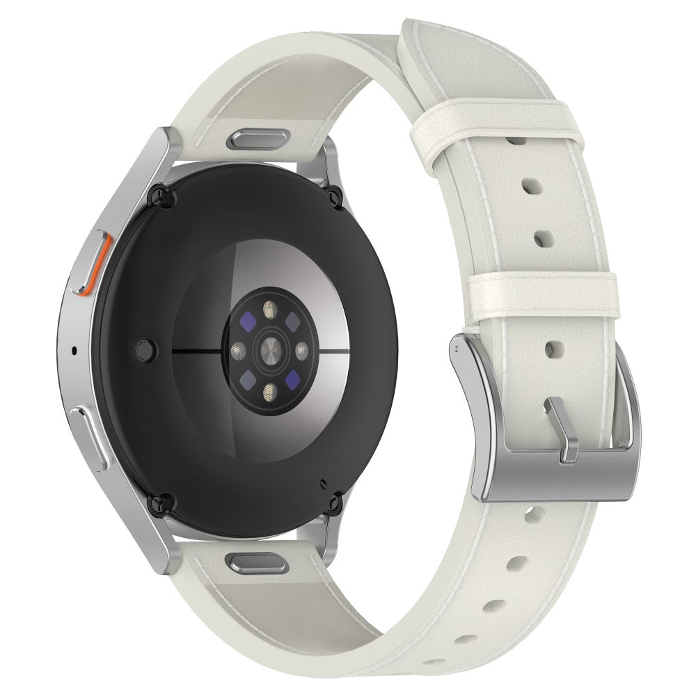 20mm Strap Samsung Galaxy Watch 7 Universal Genuine Cow Leather Watch Band with Press Button - White#serie_2