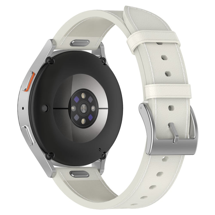 20mm Strap Samsung Galaxy Watch 7 Universal Genuine Cow Leather Watch Band with Press Button - White#serie_2