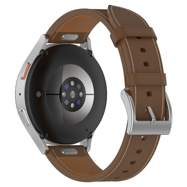 20mm Strap Samsung Galaxy Watch 7 Universal Genuine Cow Leather Watch Band with Press Button - Brown#serie_3
