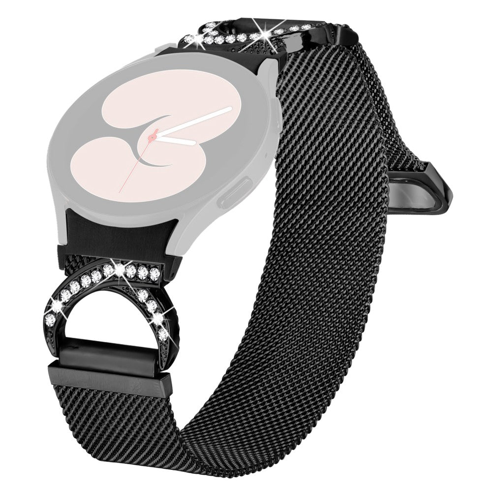 Watch Strap with Connector Samsung Galaxy Watch7 44mm Milanese Metal Watch Band Rhinestone Decor - Black#serie_1