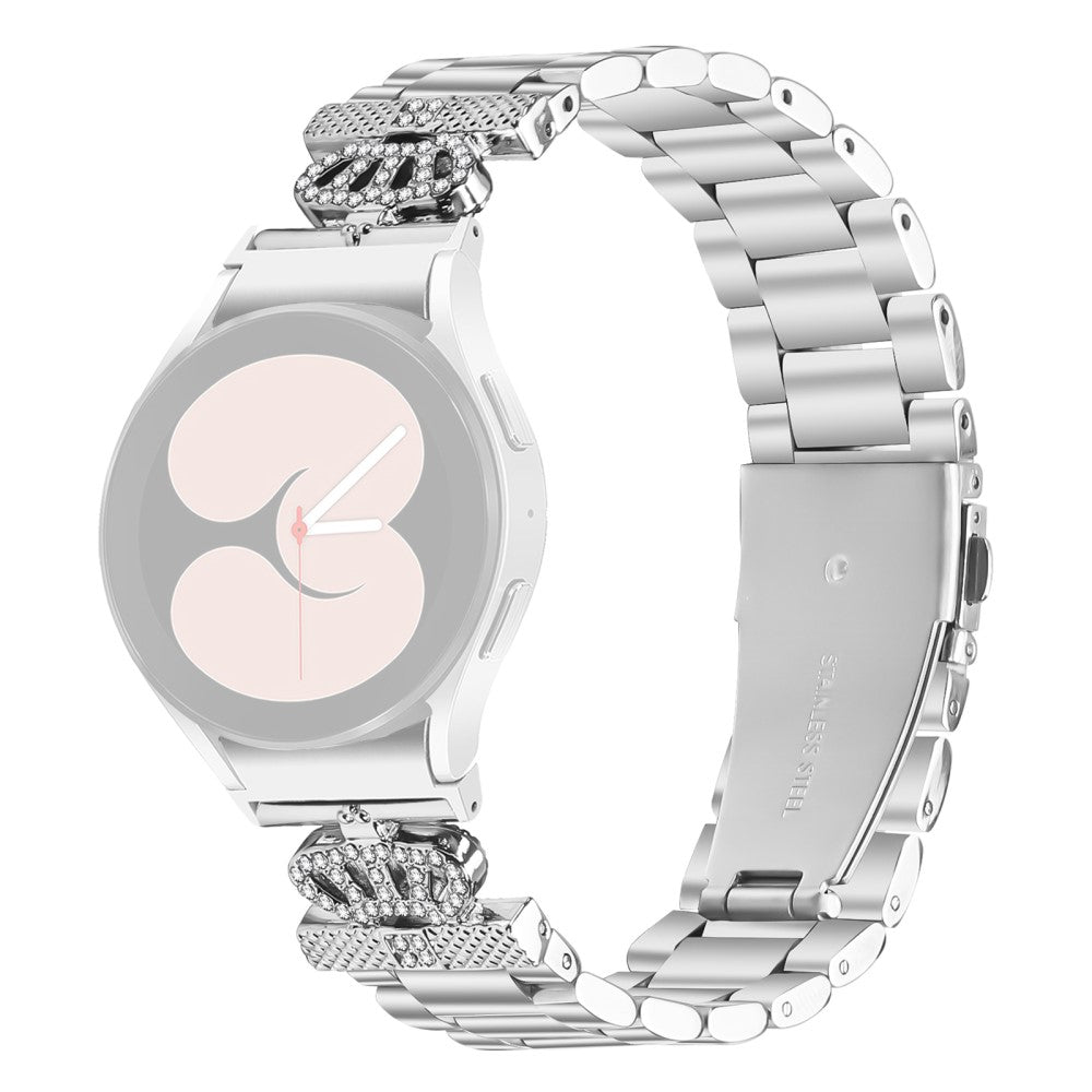 Replacement Strap with Connector Samsung Galaxy Watch7 Crown Shape Rhinestone Decor Silver Watch Band#serie_1