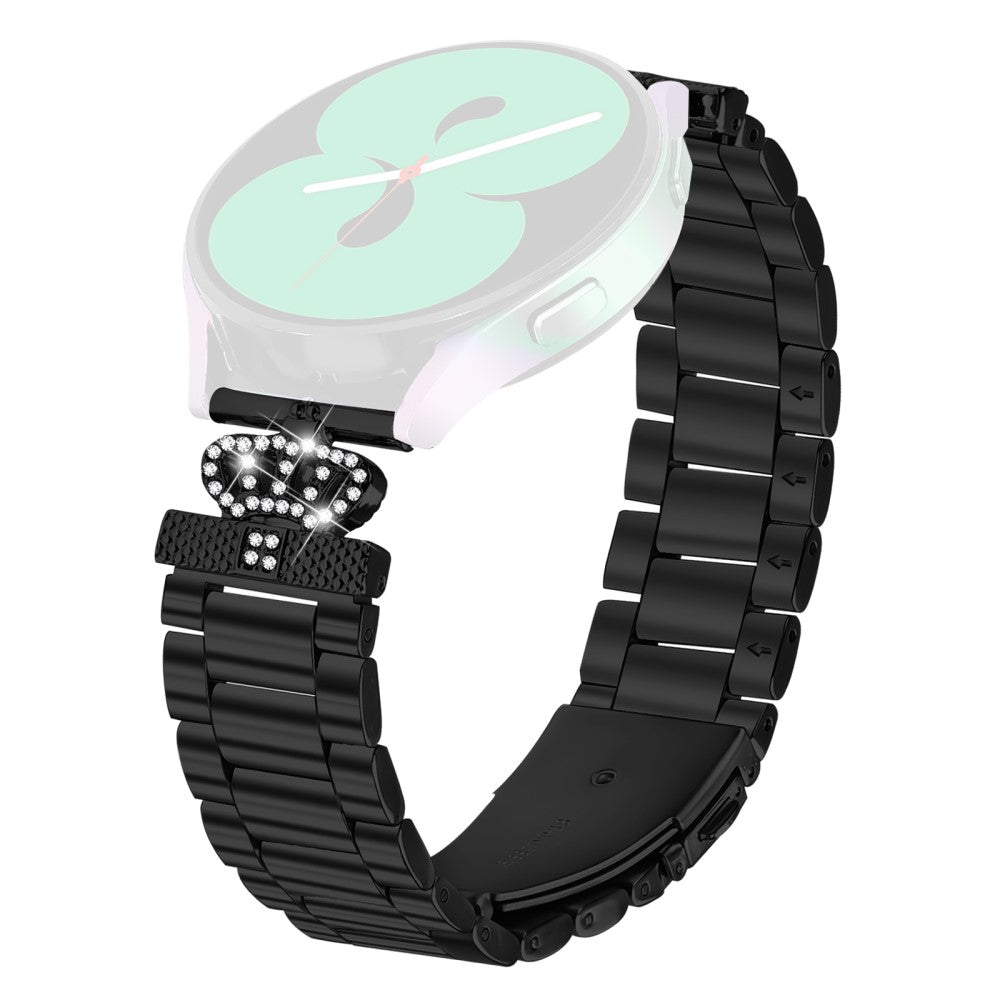 Stainless Steel Strap Garmin Forerunner 245 / 245 Music Watch Band Crown Shape Rhinestone Decor - Black#serie_1