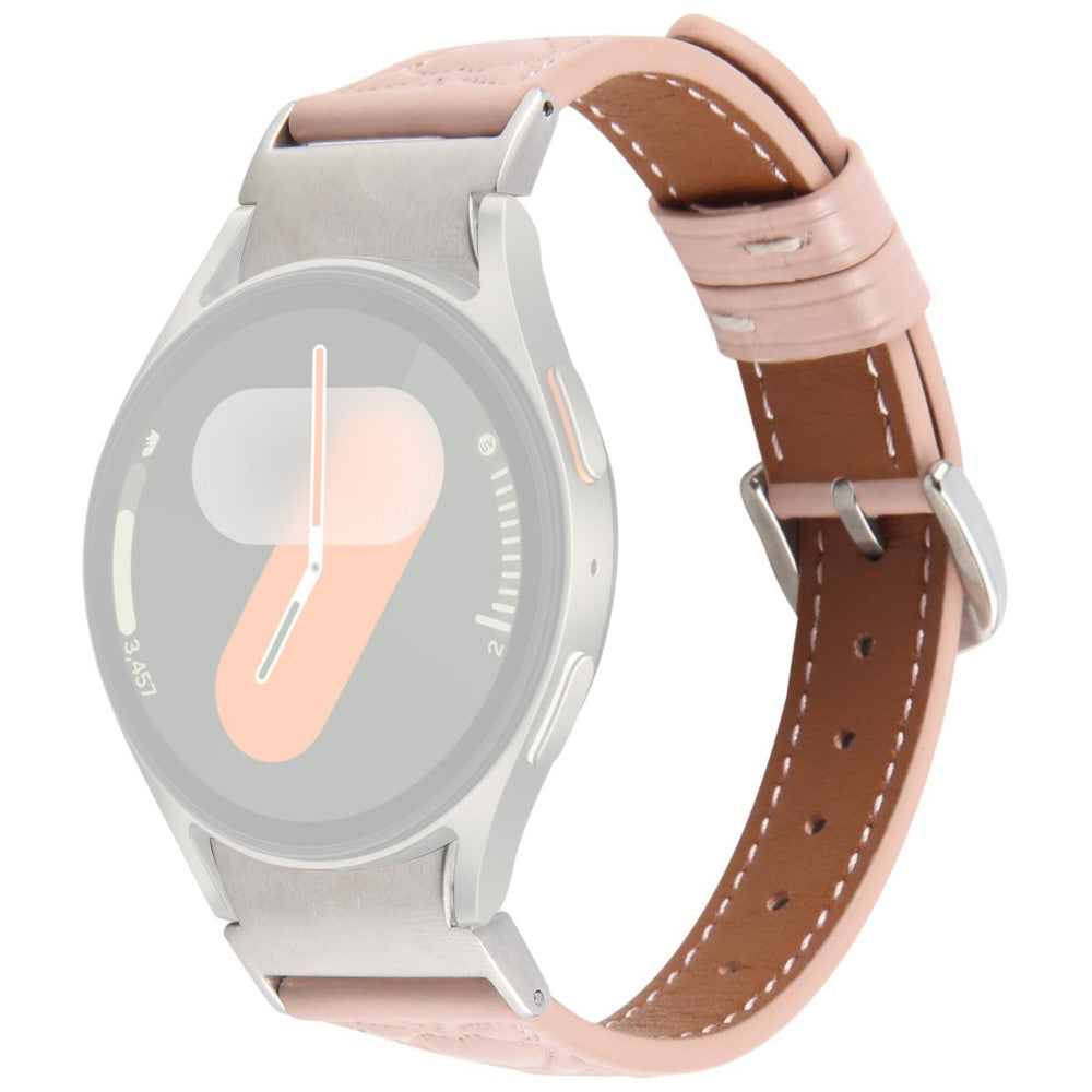 Watch Band Samsung Galaxy Watch7 / Watch6 / Watch5 / Watch4 / Watch FE Heart Pattern Embossed Cowhide Leather Strap - Pink#serie_1