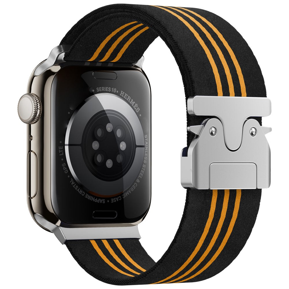 Watch Band Apple Watch Series 49mm - 45mm - 44mm - 42mm 3-Stripe Parachute Buckle Nylon Strap - Black+Orange#serie_4