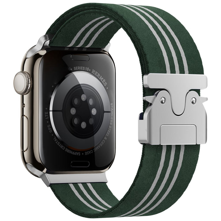 Watch Band Apple Watch Series 49mm - 45mm - 44mm - 42mm 3-Stripe Parachute Buckle Nylon Strap - Green+White#serie_5