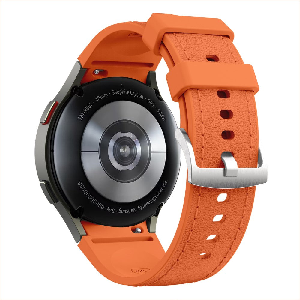 Watch Band Samsung Galaxy Watch7 / Watch6 / Watch 5 / Watch4 Silicone + Leather Adjustable Strap Armband - Orange#serie_1