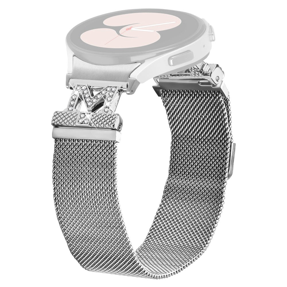 Metal Strap with Connector Samsung Galaxy Watch7 44mm / 40mm M-Type Milanese Silver Watch Band Rhinestone Decor#serie_1