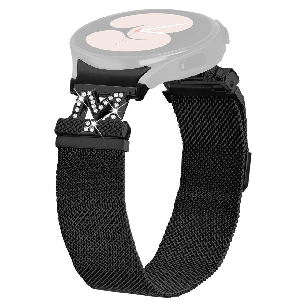 Metal Strap with Quick Release Connector Samsung Galaxy Watch7 44mm / 40mm Watch Band M-Style Rhinestone Decor - Black#serie_1