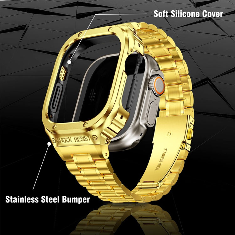 Mega Sejt Metal Universal Rem passer til Apple Smartwatch - Guld#serie_2