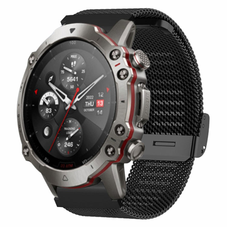 Huami Amazfit Falcon / Garmin Fenix 7 / 6 / 5 Watch Strap Milanese Mesh Band with 22mm Bump Resistant Connector - Black#serie_1