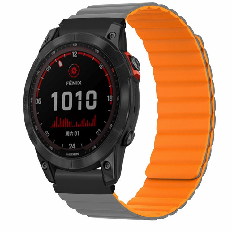 Garmin Fenix 7S / 6S / 5S Watch Band Replacement Magnetic Flexible Strap with 20mm Bump Resistant Connector - Grey+Orange#serie_4