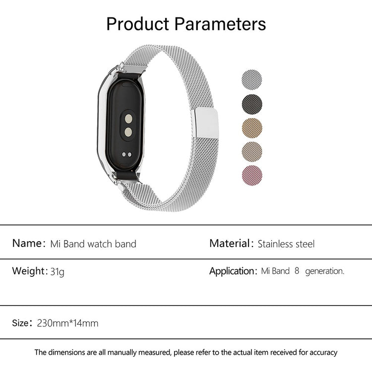 Godt Metal Rem passer til Xiaomi Smart Band 8 - Sort#serie_3