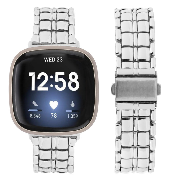 Fint Metal Universal Rem passer til Fitbit Versa 4 / Fitbit Sense 2 - Sølv#serie_4