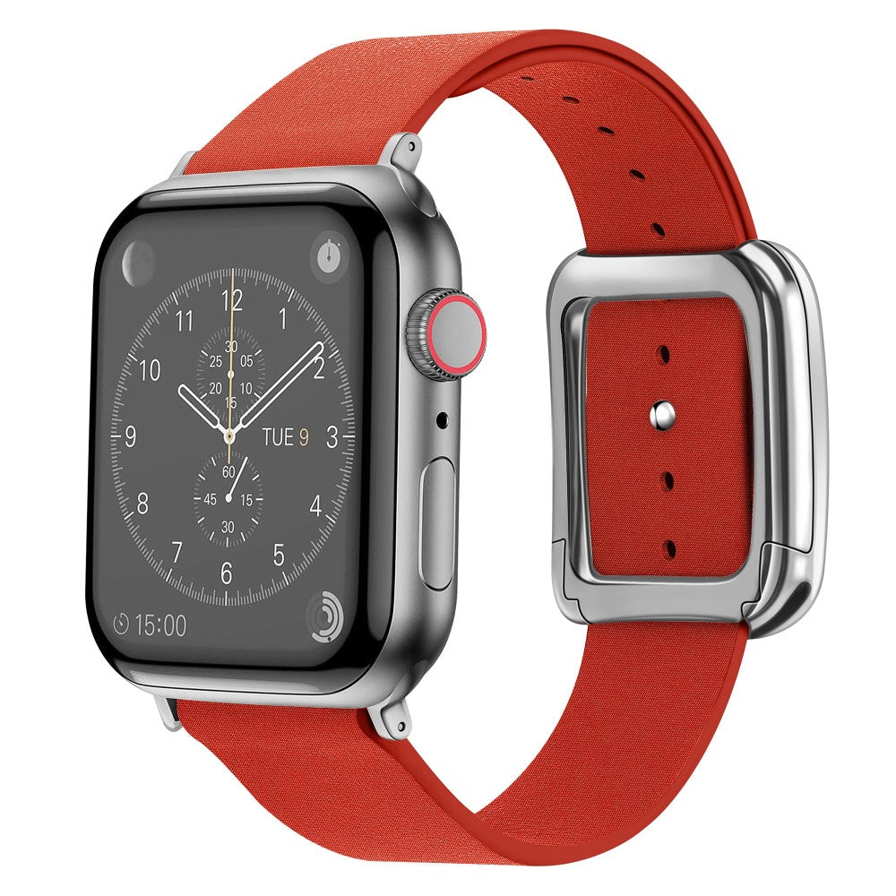 Rigtigt Rart Kunstlæder Universal Rem passer til Apple Smartwatch - Orange#serie_2