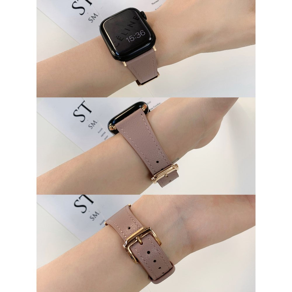 Rigtigt Kønt Ægte Læder Universal Rem passer til Apple Smartwatch - Pink#serie_5