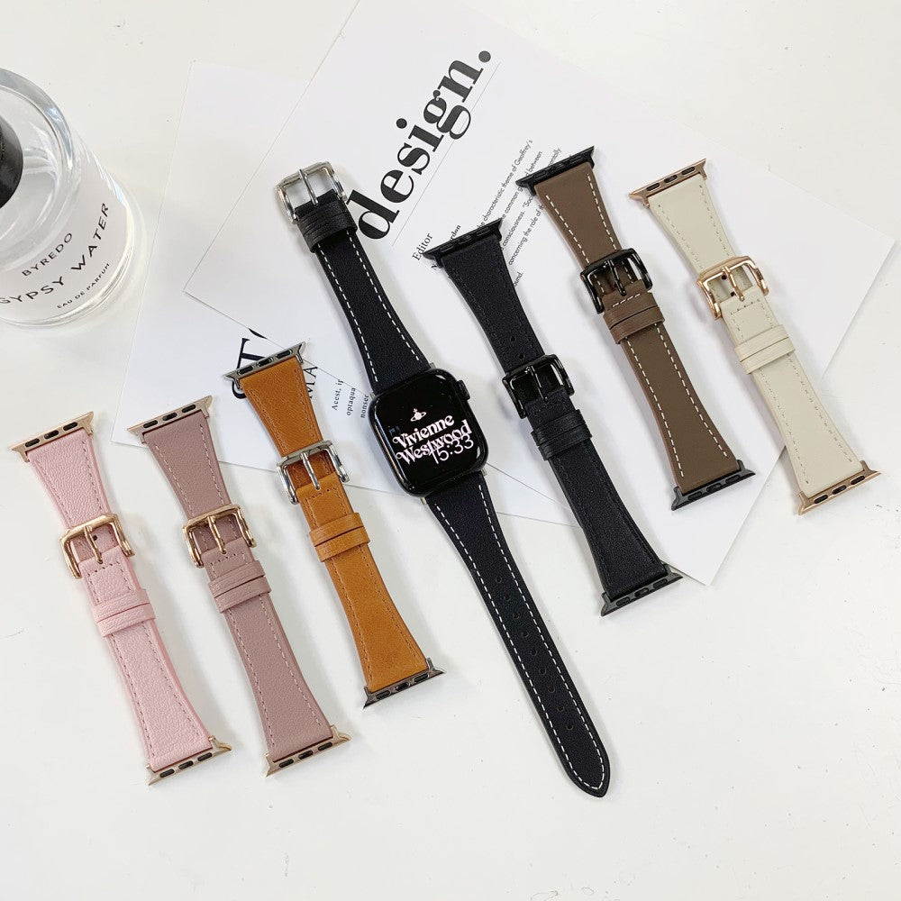 Rigtigt Kønt Ægte Læder Universal Rem passer til Apple Smartwatch - Pink#serie_5