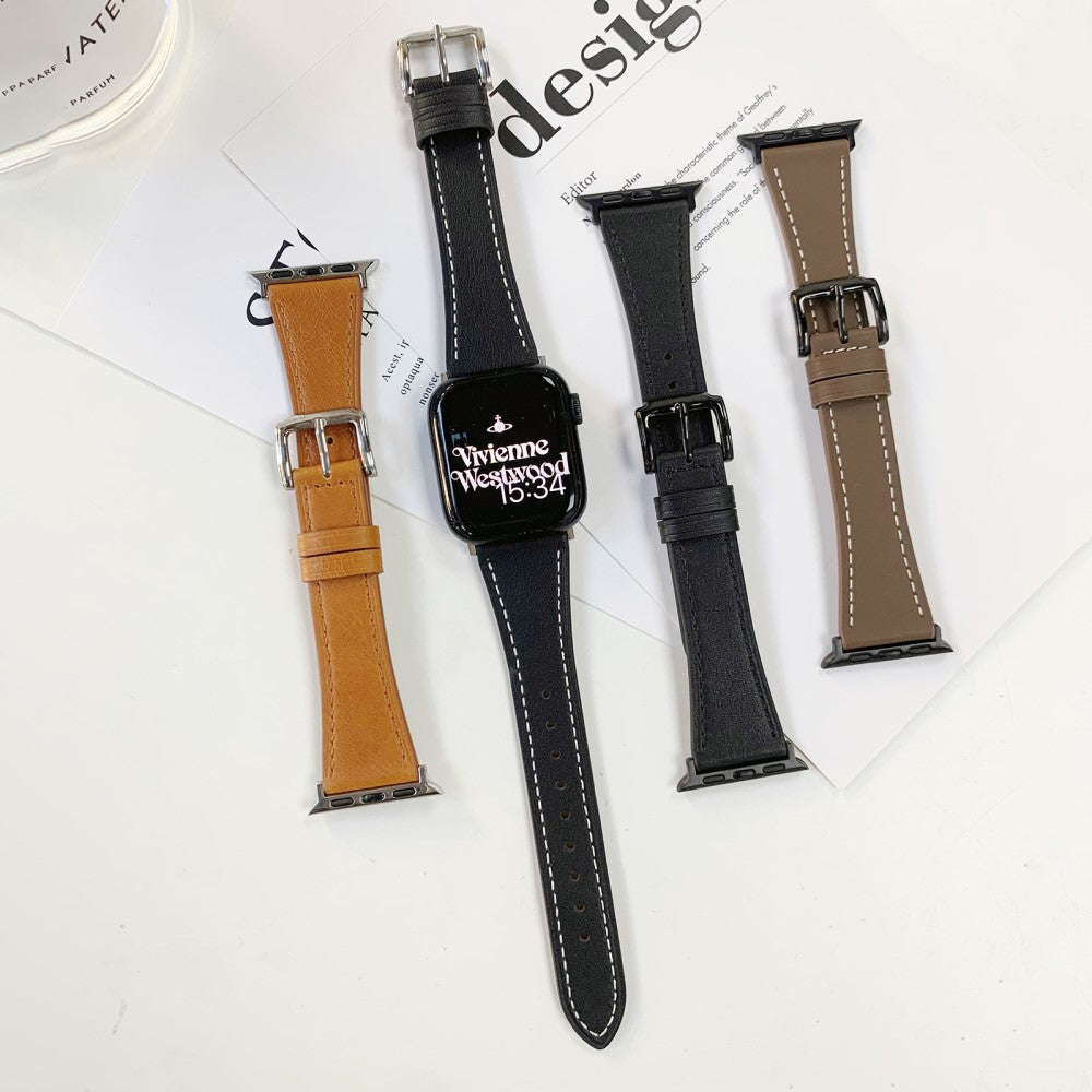 Rigtigt Kønt Ægte Læder Universal Rem passer til Apple Smartwatch - Brun#serie_6