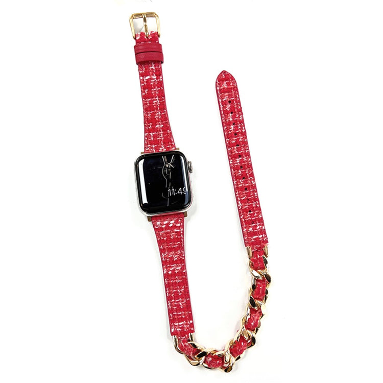 Klassisk Metal Og Kunstlæder Universal Rem passer til Apple Smartwatch - Rød#serie_6