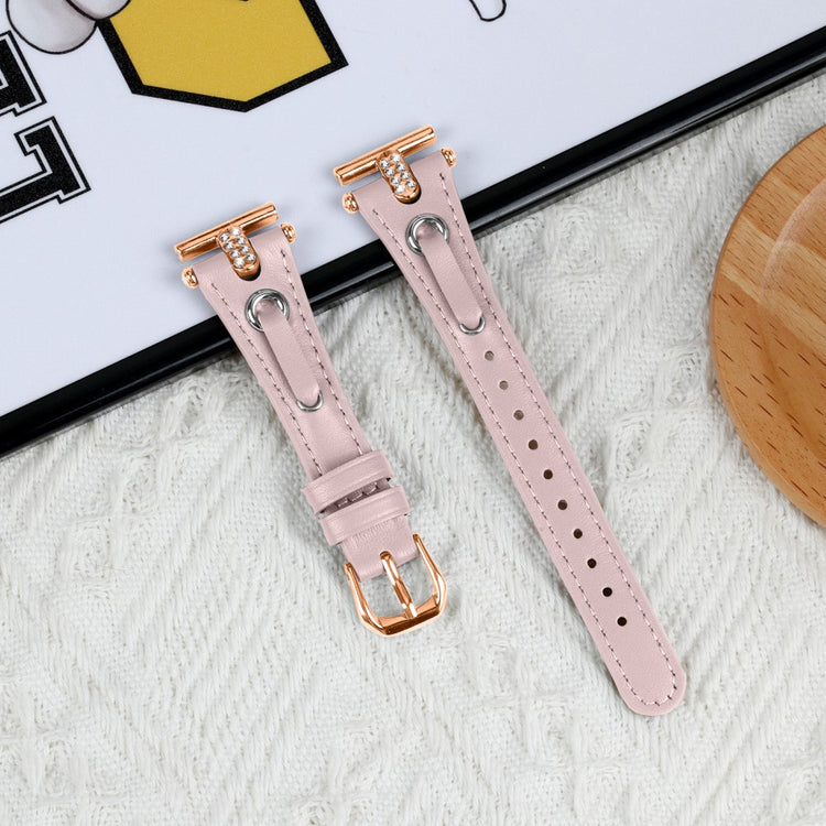 Garmin Forerunner 245 / 245 Music Genuine Cow Leather Watchband with Rhinestone Decor - Pink#serie_2