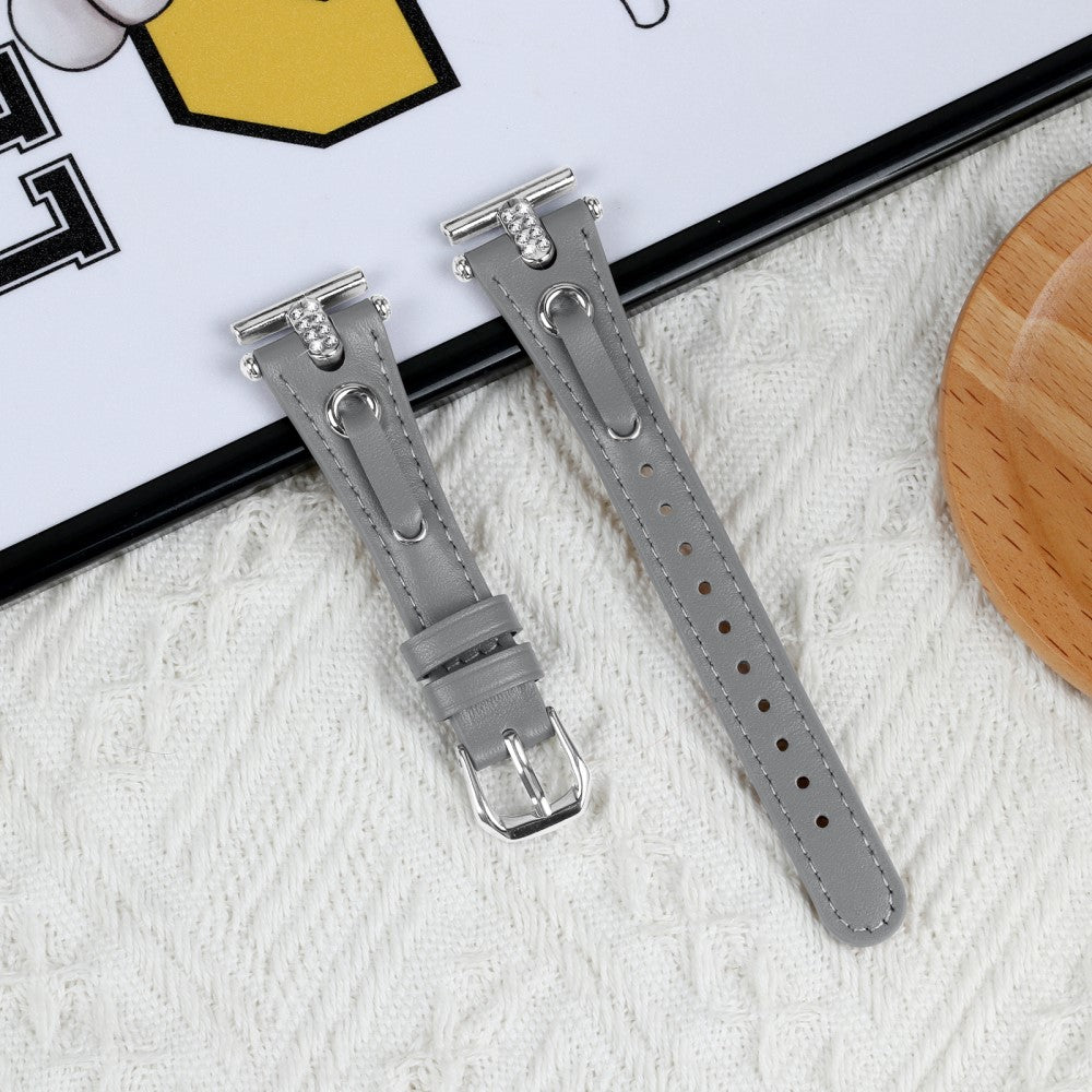 Misfit Vapor Genuine Cow Leather Watch Band Rhinestone Decor Watch Strap - Grey#serie_3