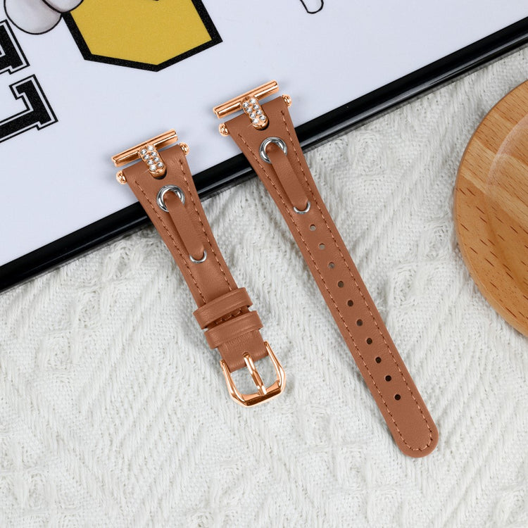 Misfit Vapor Genuine Cow Leather Watch Band Rhinestone Decor Watch Strap - Brown#serie_5