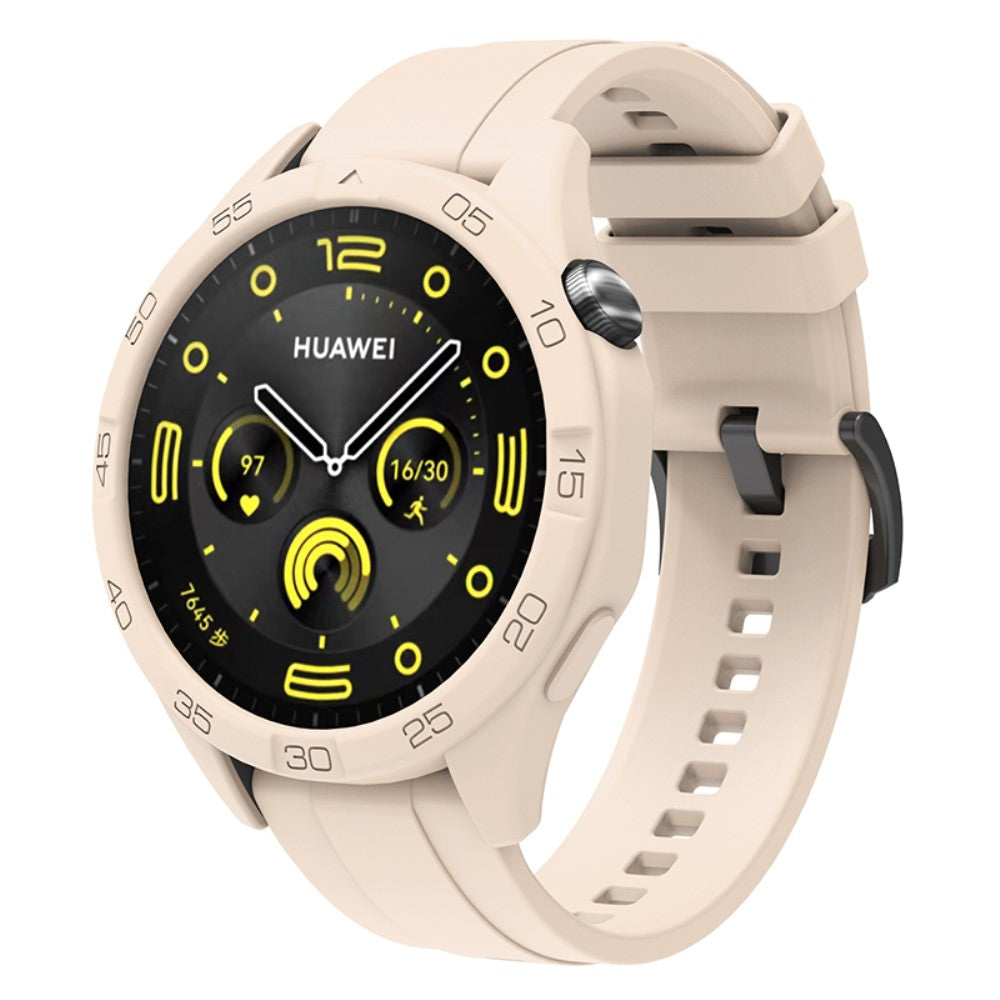 Silikone Rem med Etui passer til Huawei Watch GT 4 46mm - Hvid#serie_9