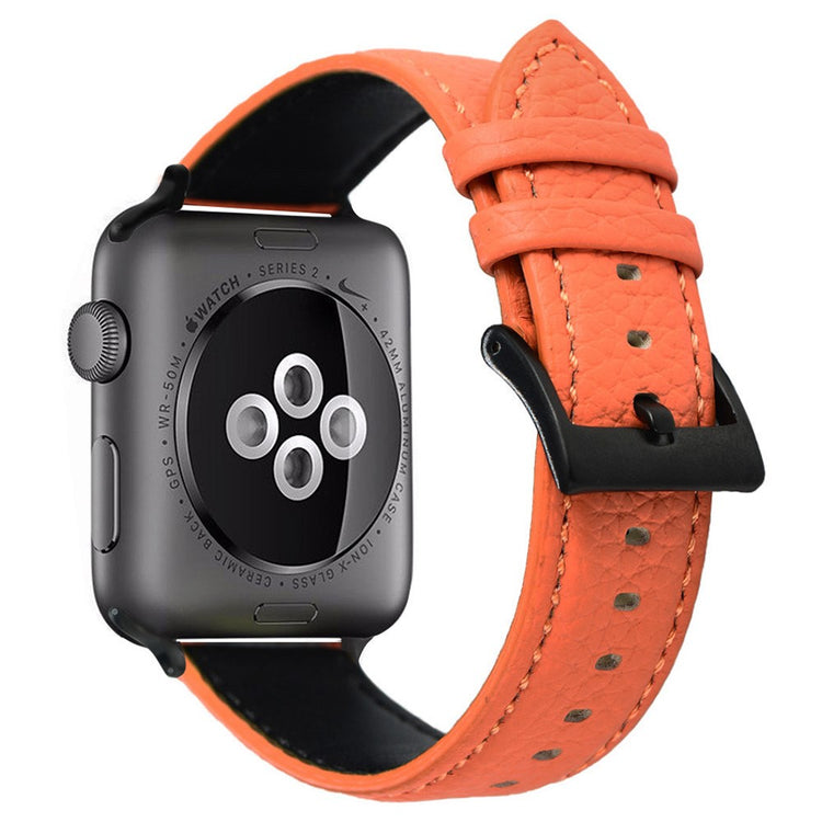 Helt Vildt Godt Ægte Læder Universal Rem passer til Apple Smartwatch - Orange#serie_2