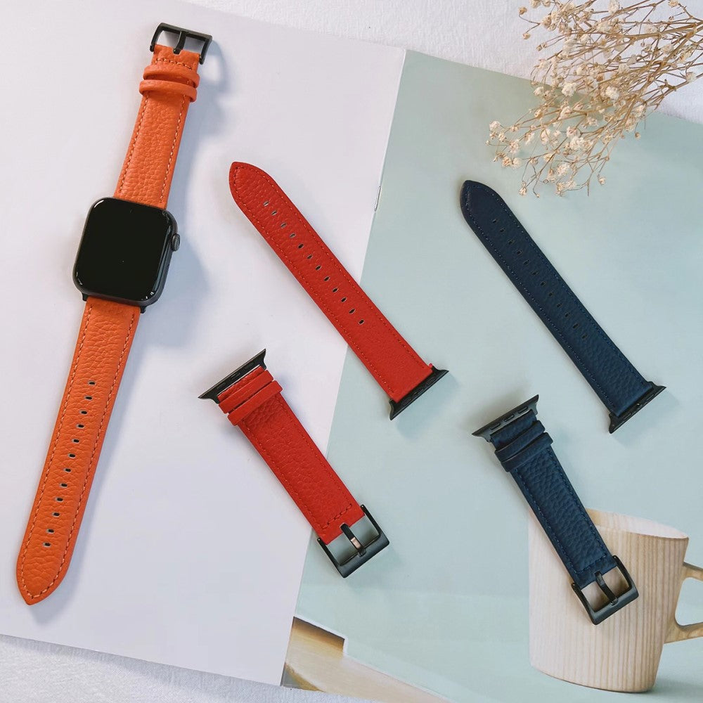Helt Vildt Godt Ægte Læder Universal Rem passer til Apple Smartwatch - Orange#serie_2