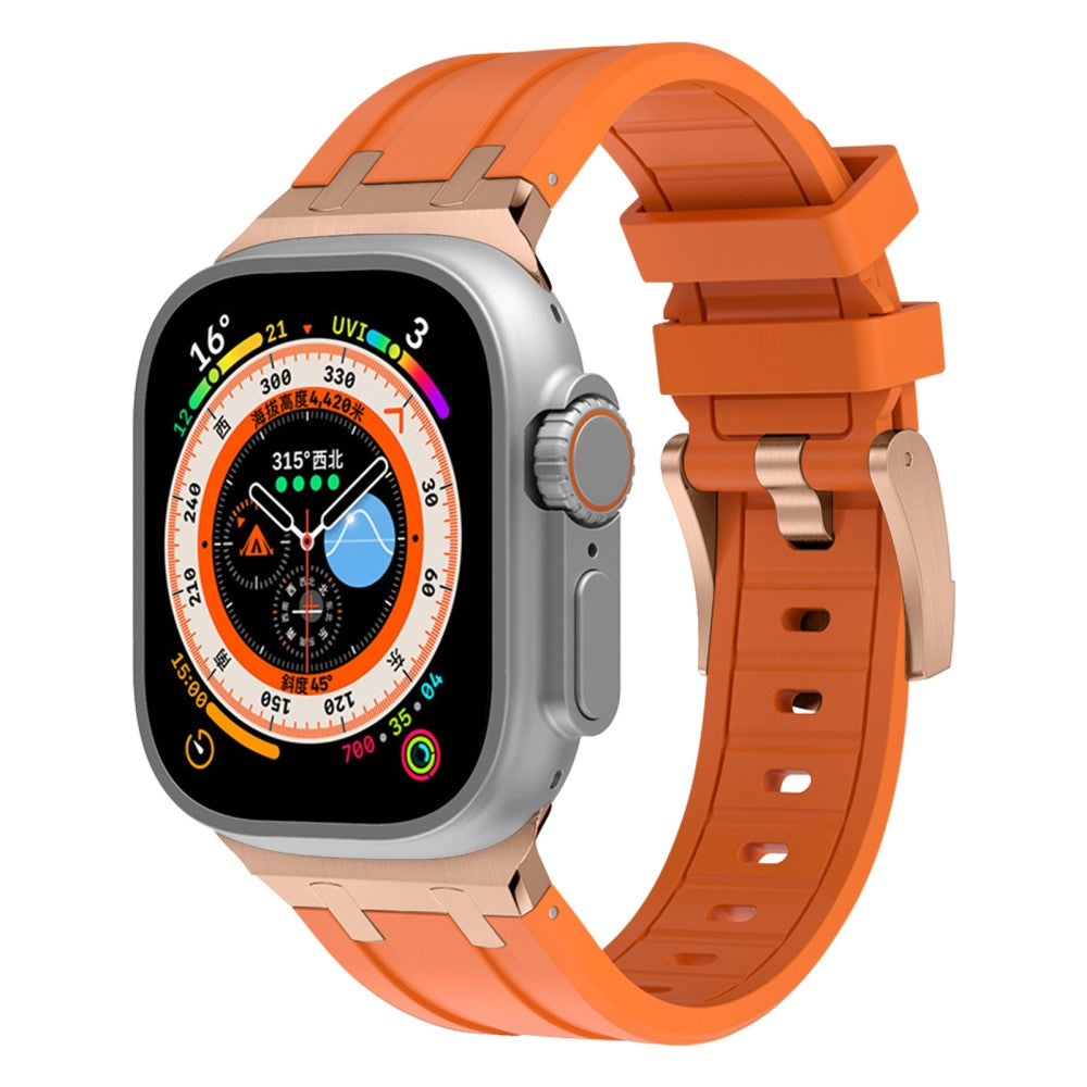 Rigtigt Sejt Silikone Universal Rem passer til Apple Smartwatch - Orange#serie_12