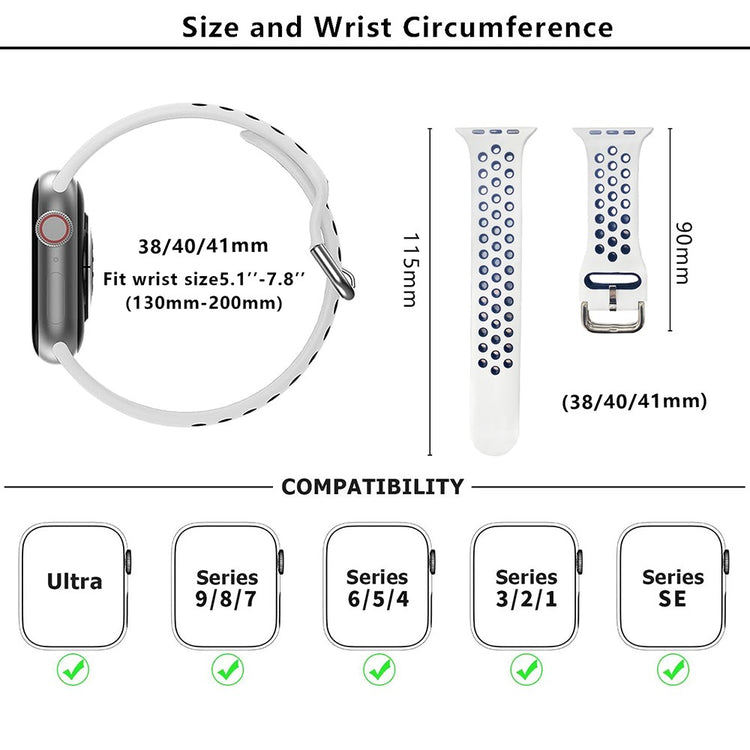 Rigtigt Sejt Silikone Universal Rem passer til Apple Smartwatch - Hvid#serie_15