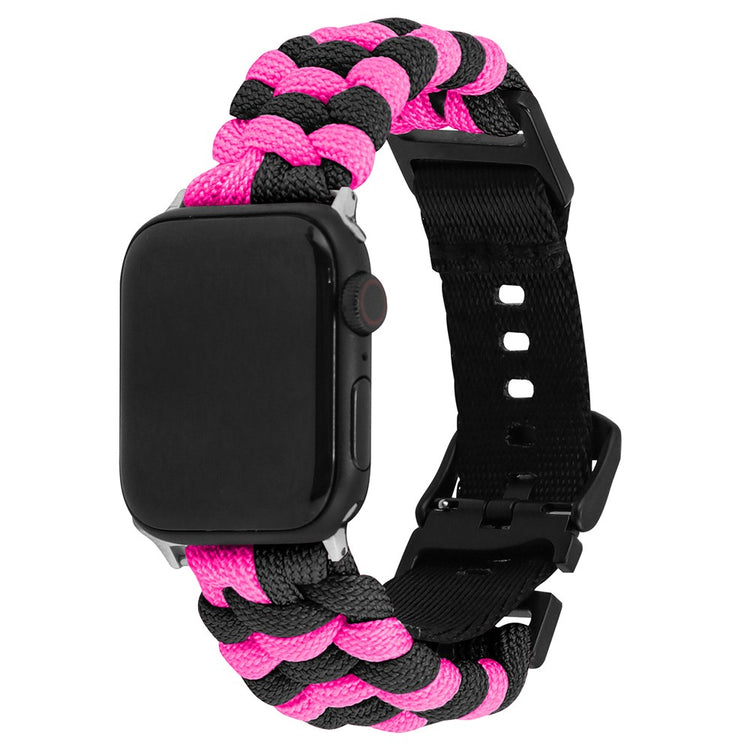 Apple Watch Series 41mm - 40mm - 38mm Universal Nylon Rope Watch Band Dual Color - Black+Pink#serie_11